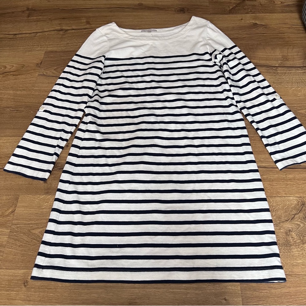 GAP Navy and White Cotton Striped Dress